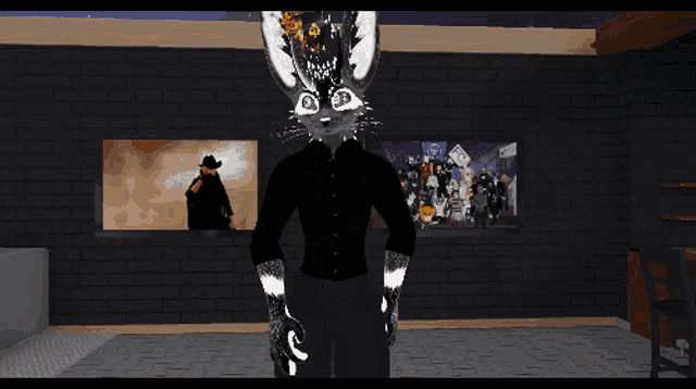 a computer generated image of a man with a rabbit head