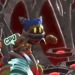 a cartoon character with a cpu sign on his head