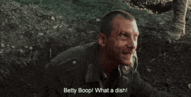 a man in a military uniform says betty grable nice gems
