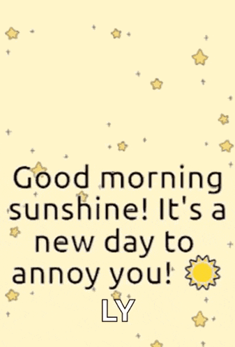 a poster that says good morning sunshine it 's a new day to annoy you !