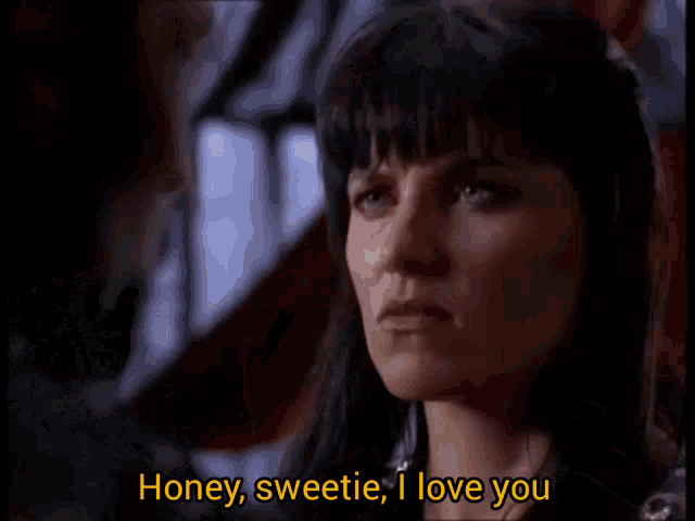 a woman says honey sweetie i love you in a video