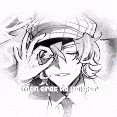 a black and white drawing of a man with the words when eres de pepper written below him