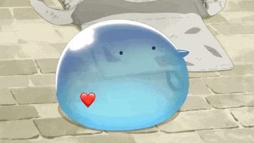 a blue blob with a red heart in the middle