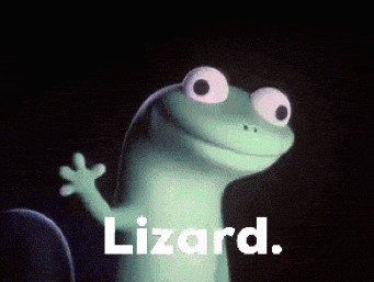 a cartoon lizard is smiling with the word lizard below it