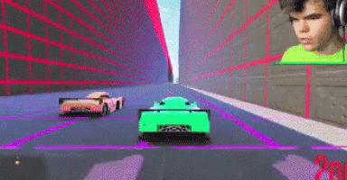 a video game is being played on a computer with a man in the background