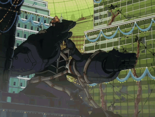a cartoon drawing of a robot in front of a building that says ' tokyo '