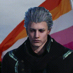 a man with gray hair is standing in front of a flag .