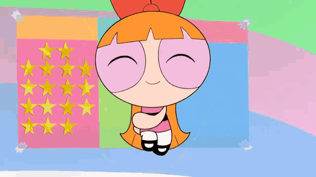 a cartoon character with big eyes and the letter p