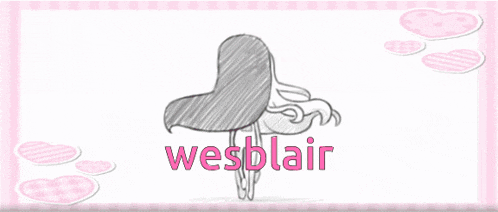 a drawing of two girls with the name wesblair in pink letters
