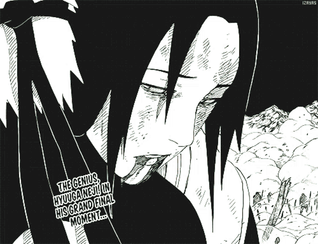a drawing of a person with the words " the genius hyuugaikenji in his grand final moment " on the bottom