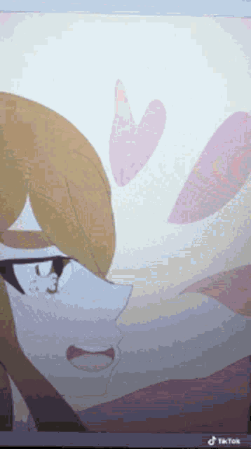 a drawing of a girl with hearts coming out of her hair