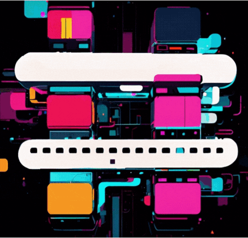 a colorful background with a white rectangle in the center