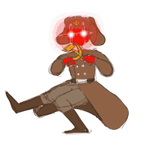 a drawing of a man in a trench coat with a banana in his hand