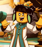 a cartoon character is wearing headphones and holding a trophy