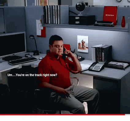 Jack From State Farm On The Phone GIF - Jack From State Farm On The Phone Youre On The Track GIFs