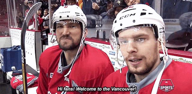 a hockey player says hi fans welcome to the vancouver team