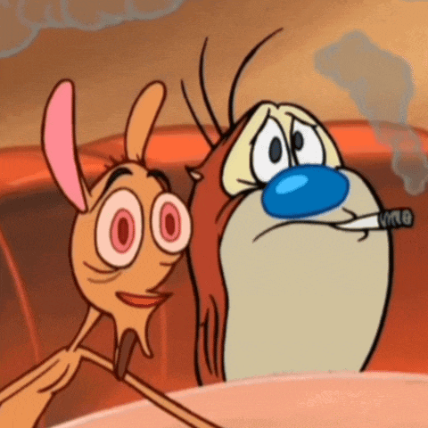 a cartoon character smoking a cigarette next to another one