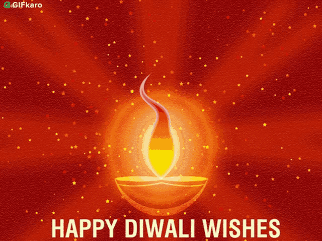 a happy diwali wishes card with a candle on it