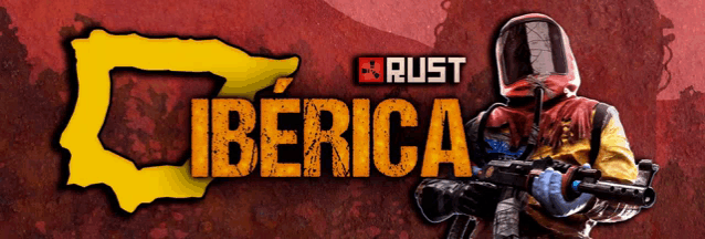 a poster for rust iberica shows a man holding a gun