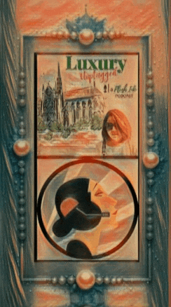 a framed picture of a woman with the word luxury on the bottom