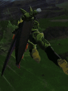 a cartoon of goku and cell fighting in a video game