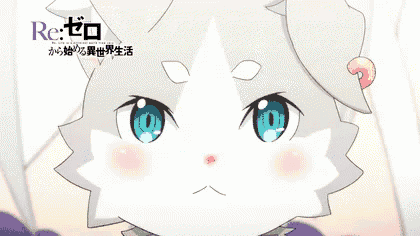 a cartoon cat with blue eyes and a pink heart on its ear