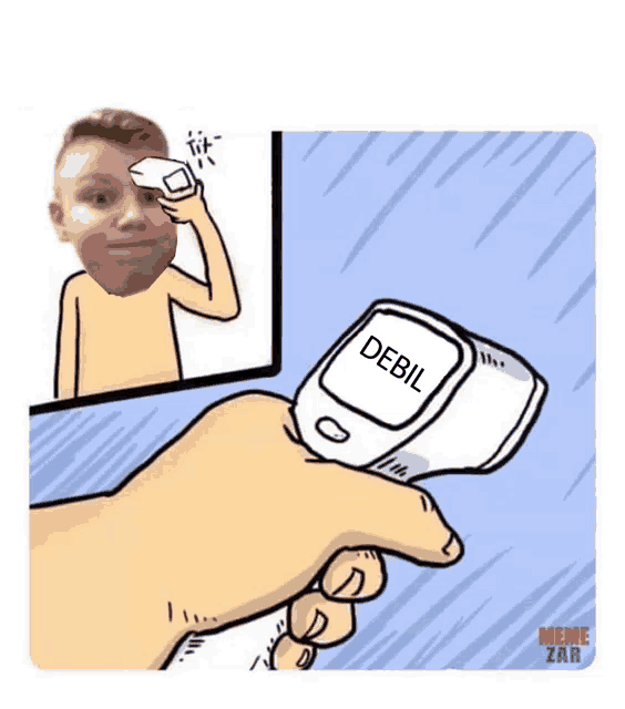 a hand is holding a thermometer that says debil on it