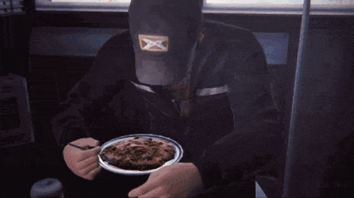a video game screen shows a man eating a plate of food and says " you eat like a pig try the floor "