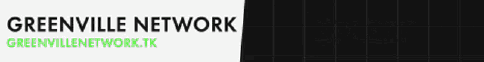 a greenville network logo is displayed on a black screen