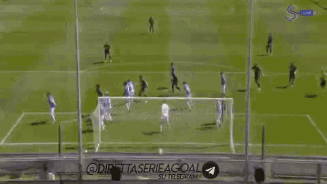 a soccer game is being played on a field sponsored by @direttaseriea goal su telegram