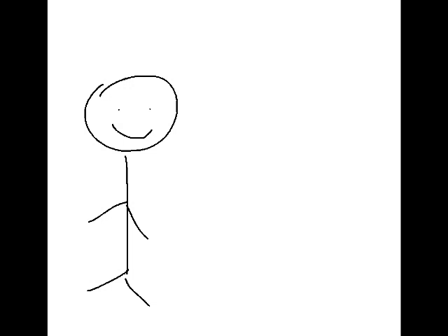 a drawing of a stick figure with a smile on its face