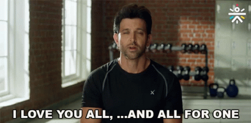 I Love You All And All For One Hrithik Roshan GIF - I Love You All And All For One Hrithik Roshan Cure Fit GIFs