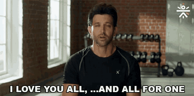 a man says " i love you all and all for one "