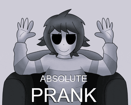 a black and white drawing of a girl with the words absolute prank written below her