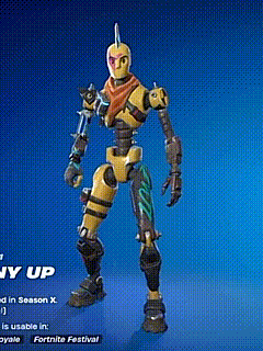 a robot is standing in front of a blue background and has a scarf around his neck .