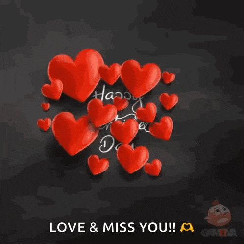 a happy valentine 's day greeting card with red hearts