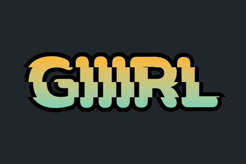 a black background with yellow and green text that says ggirl