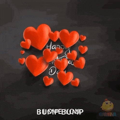 a black background with red hearts and the words happy valentine 's day bumpebump