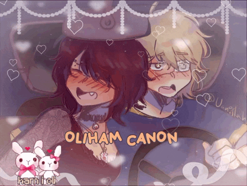 a drawing of a boy and a girl with the words olham canon in the corner