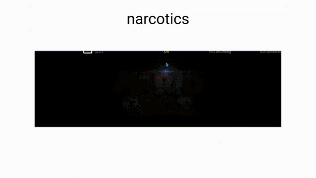 a blurred image of mario flying through the air with the word narcotics below him
