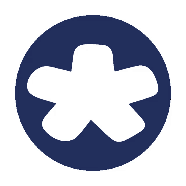 a blue circle with a white star in the middle