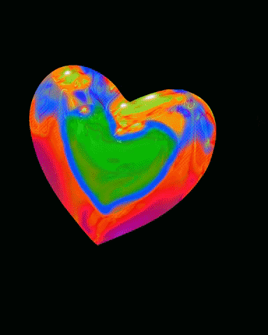 a colorful heart with a red heart in the center