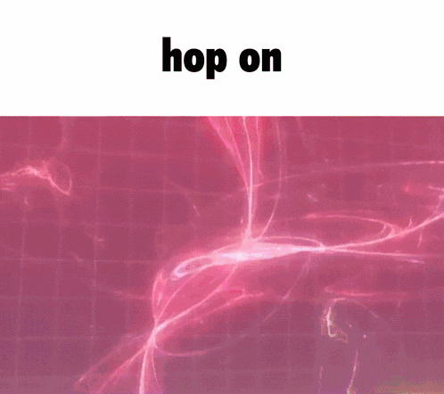 a purple background with the words hop on on the bottom