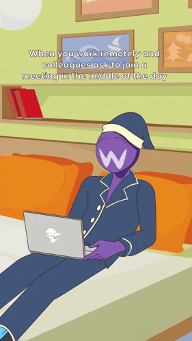 a cartoon of a person with a w on their face