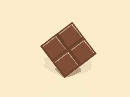 a chocolate bar with four squares on it on a white background