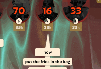 a screenshot of a game that says put the fries in the bag now