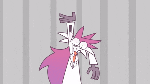 a cartoon character is holding a knife in his right hand