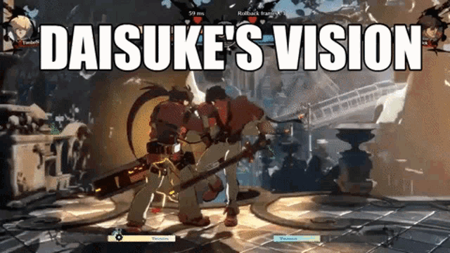 a video game screen says daisuke 's vision at the bottom