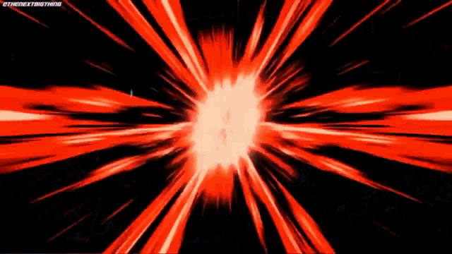 a red explosion is coming out of the center of the screen .