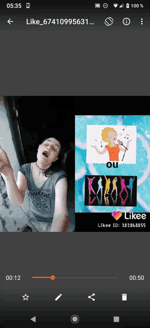a screenshot of a likee app shows a girl singing and dancing